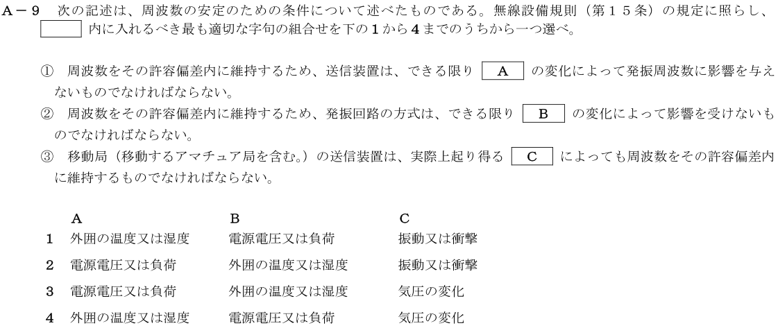 一陸技法規令和3年07月期第1回A09